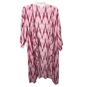 LuLaRoe NWT Women's Pink White Shirley Open Front Kimono Size Medium